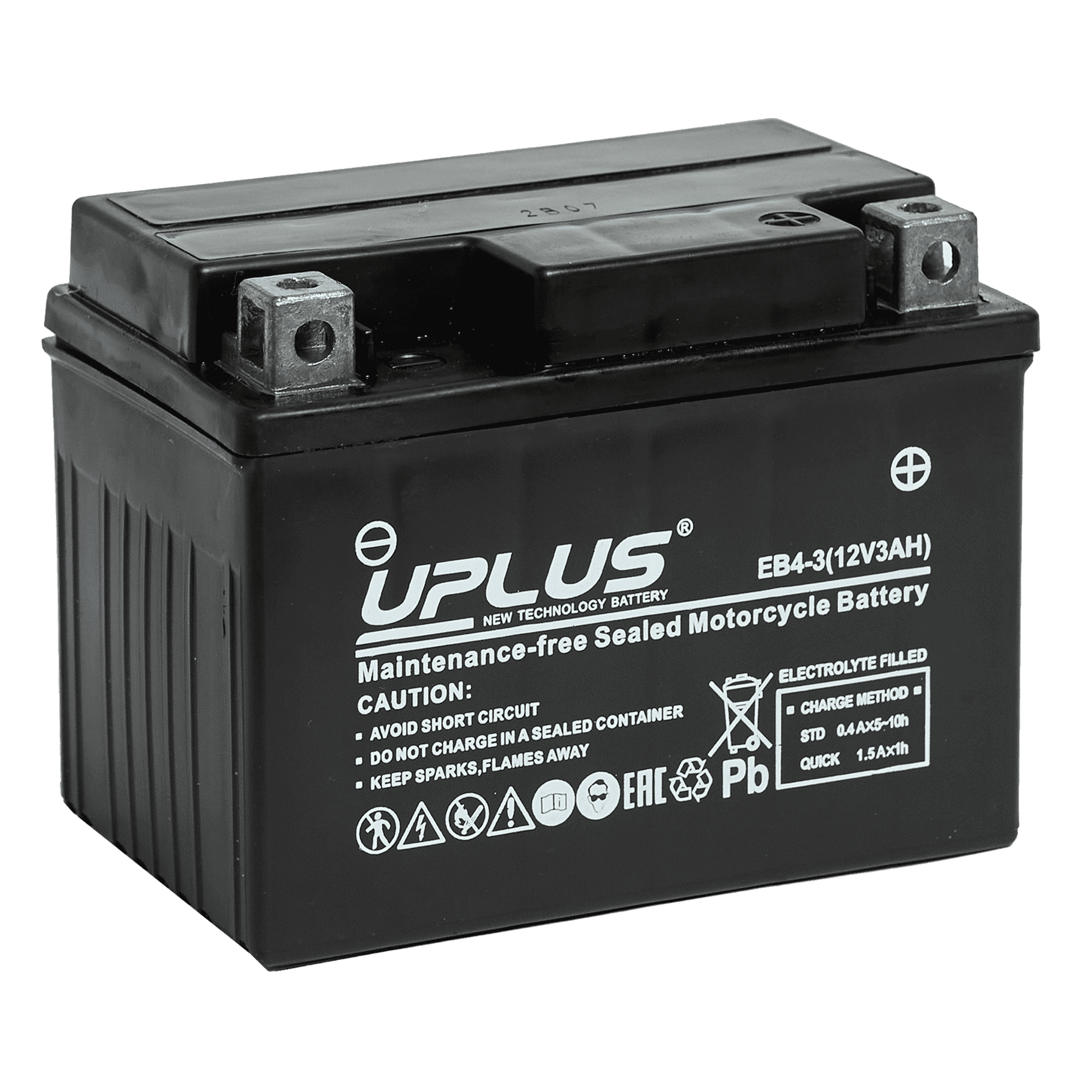 Мотоциклетная аккумуляторная батарея UPLUS High Performance EB4-3, 3 Ач, 0/1
