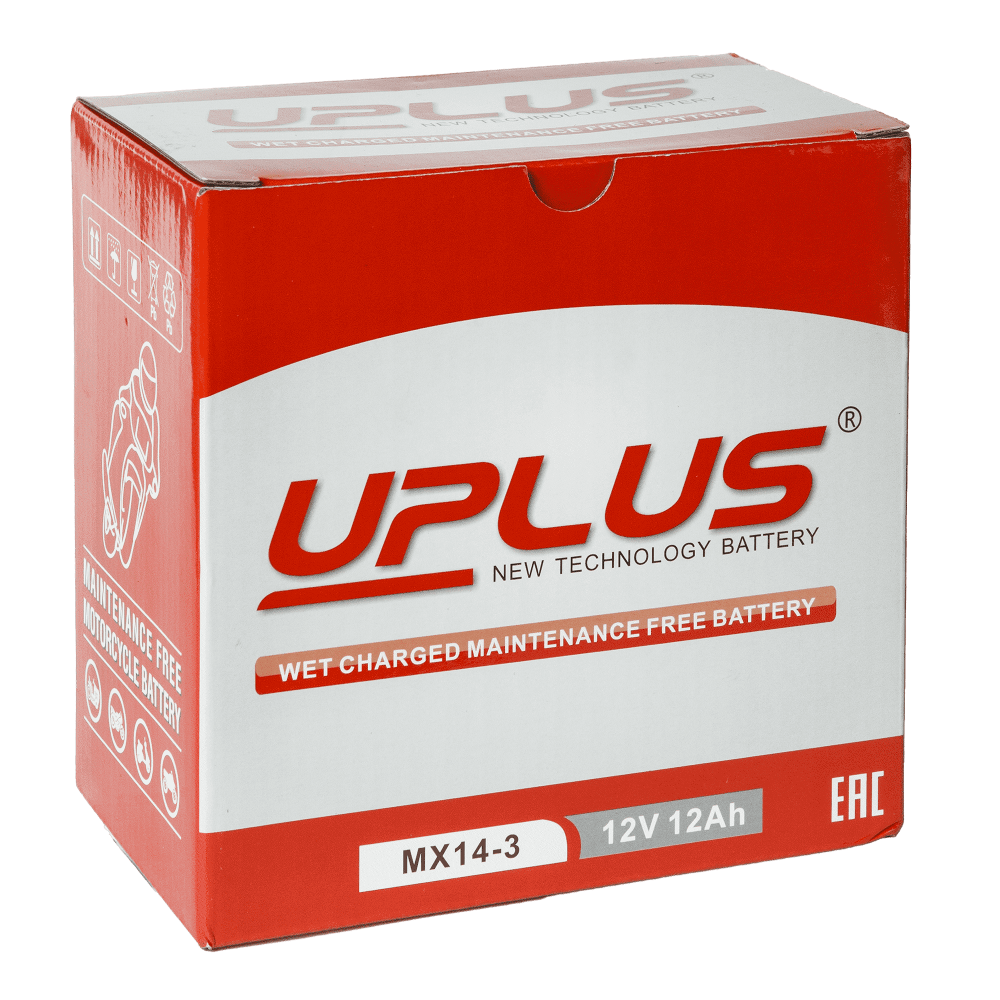 Мотоциклетная аккумуляторная батарея UPLUS Power Sport MX14-3, 12 Ач, 0/1