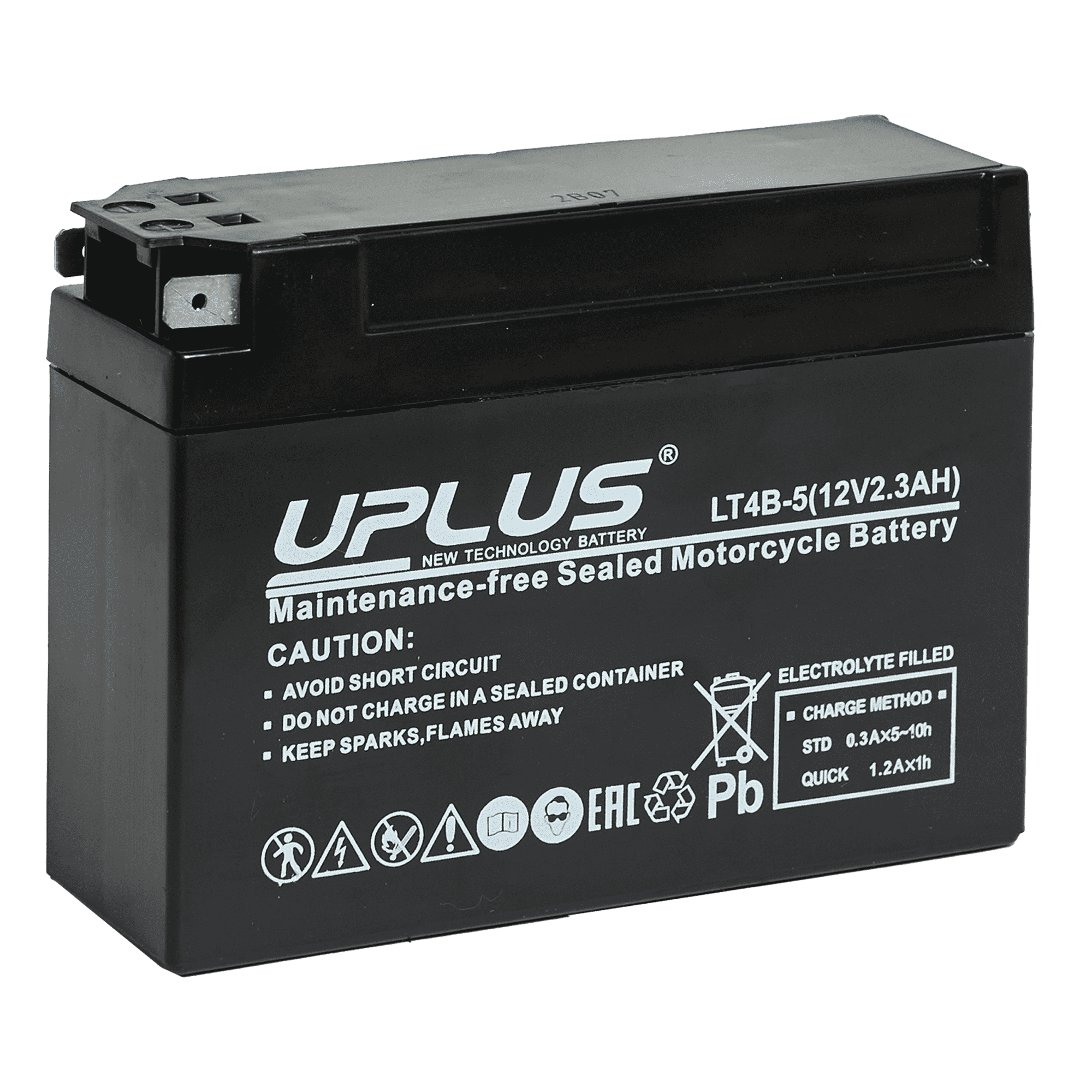 Мотоциклетная аккумуляторная батарея UPLUS SuperStart LT4B-5, 2,3 Ач, 0/1(с торца)