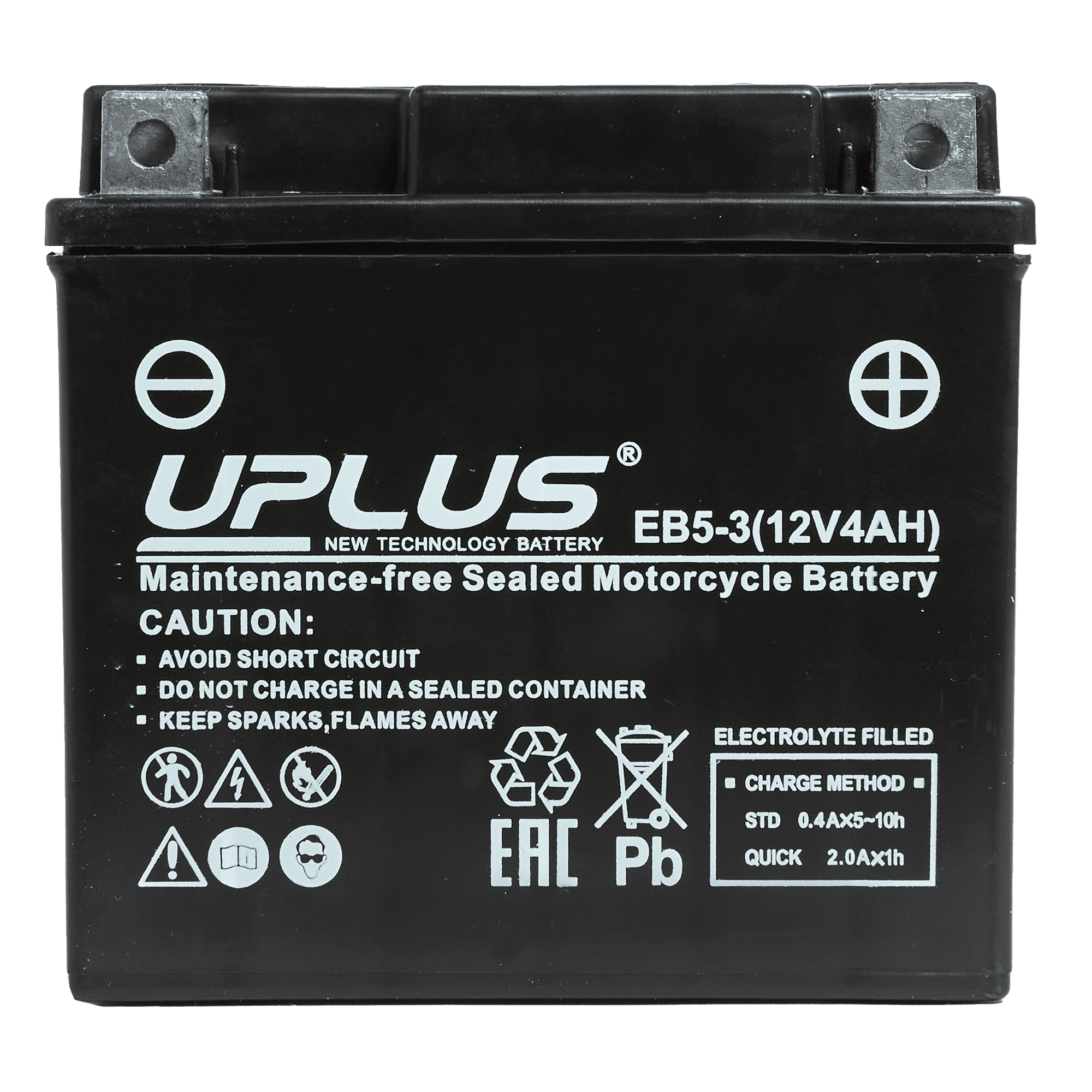 Мотоциклетная аккумуляторная батарея UPLUS High Performance  EB5-3, 4 Ач, 0/1