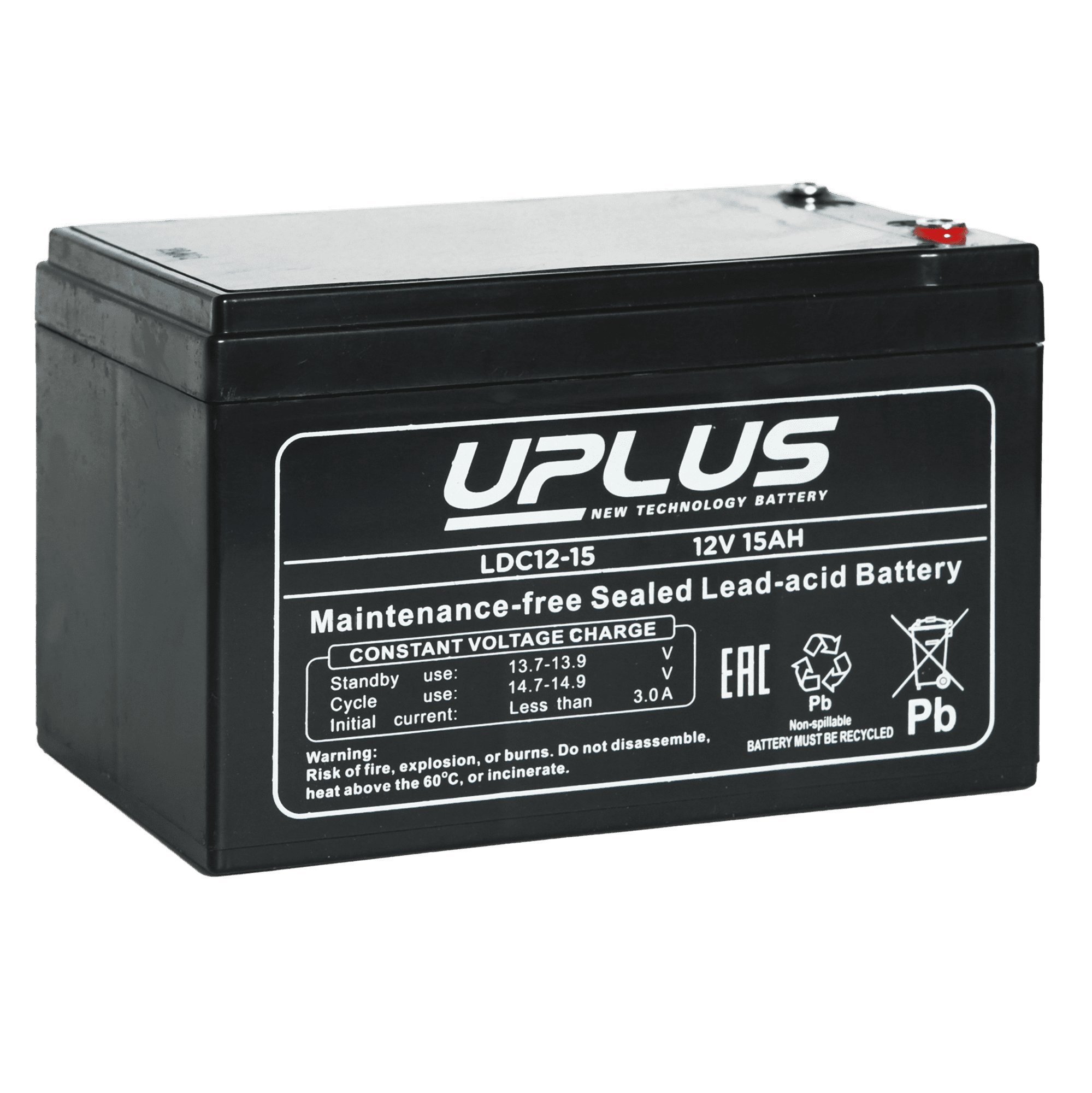Тяговая аккумуляторная батарея UPLUS Deep Cycle AGM LDC12-15, 15 Ач