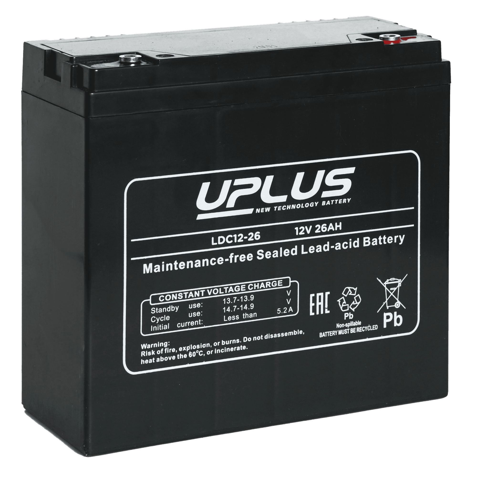 Тяговая аккумуляторная батарея UPLUS Deep Cycle AGM LDC12-26, 26 Ач