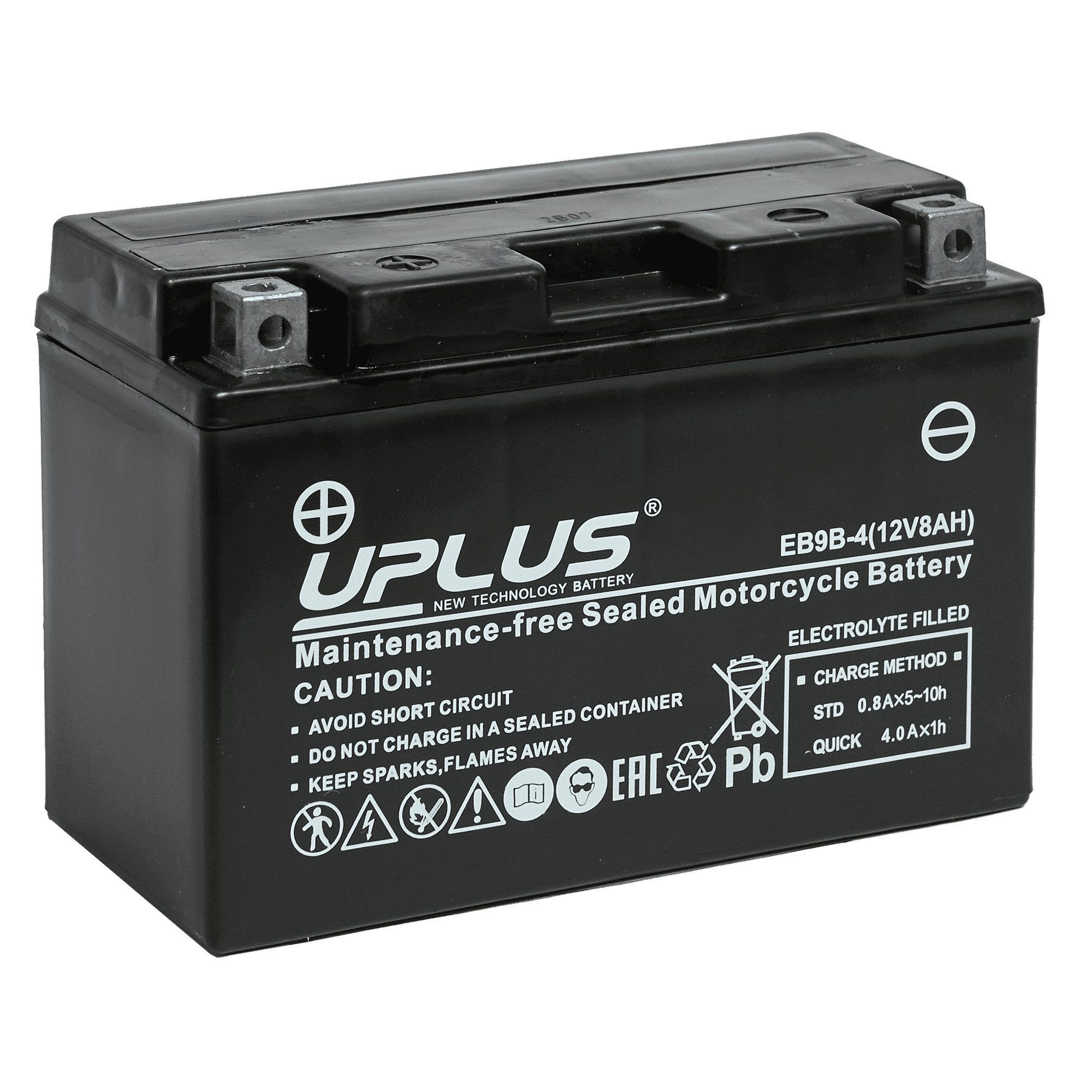 Мотоциклетная аккумуляторная батарея UPLUS High Performance  EB9-4, 8 Ач, 1/0