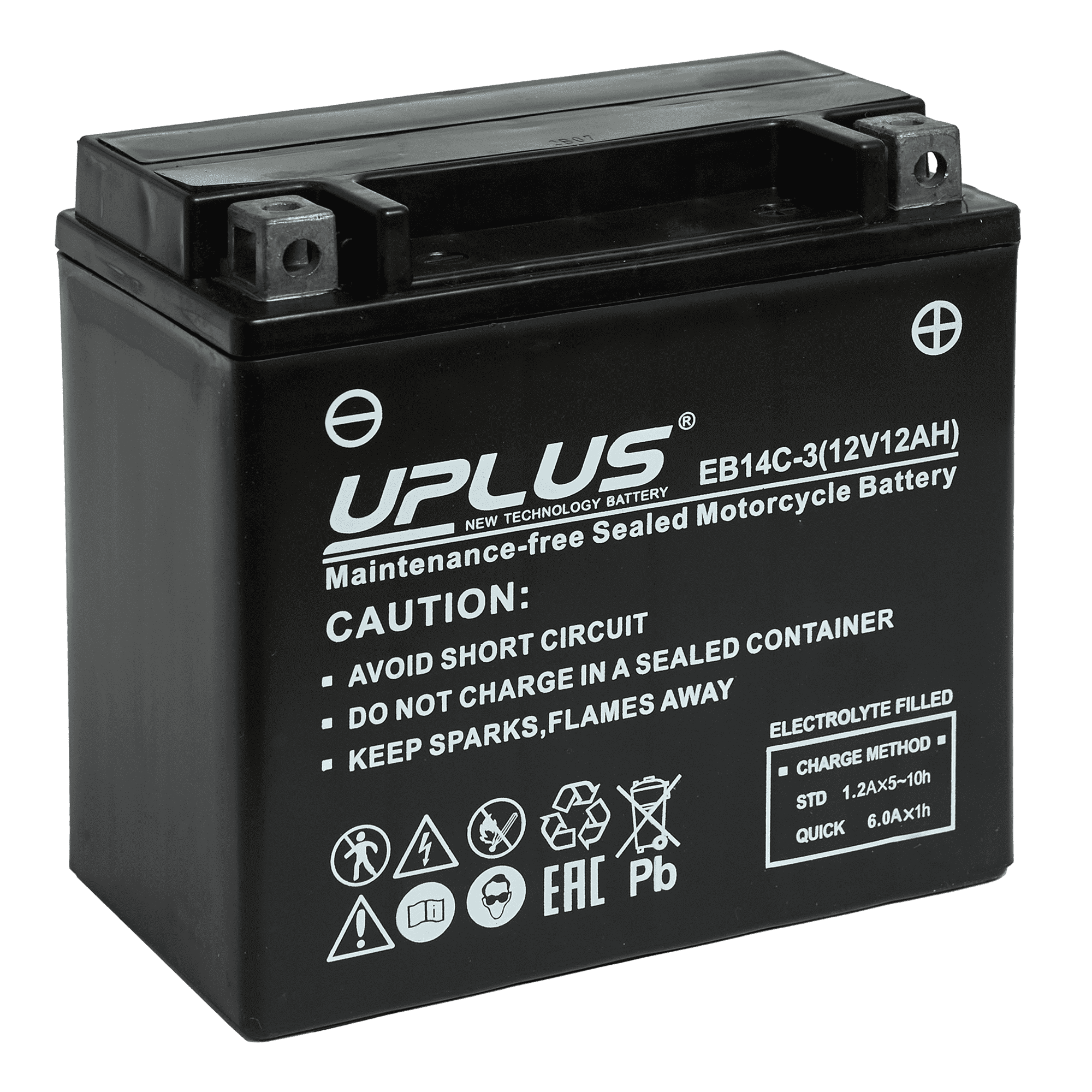 Мотоциклетная аккумуляторная батарея UPLUS High Performance  EB14C-3, 12 Ач, 0/1