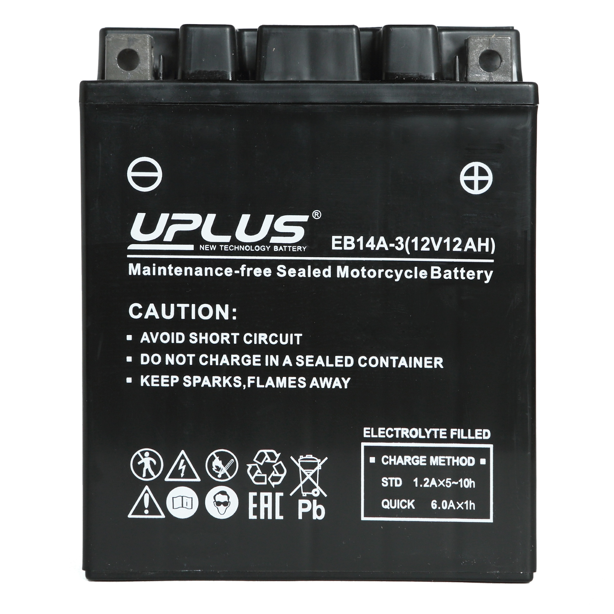 Мотоциклетная аккумуляторная батарея UPLUS High Performance  EB14A-3, 12 Ач, 0/1