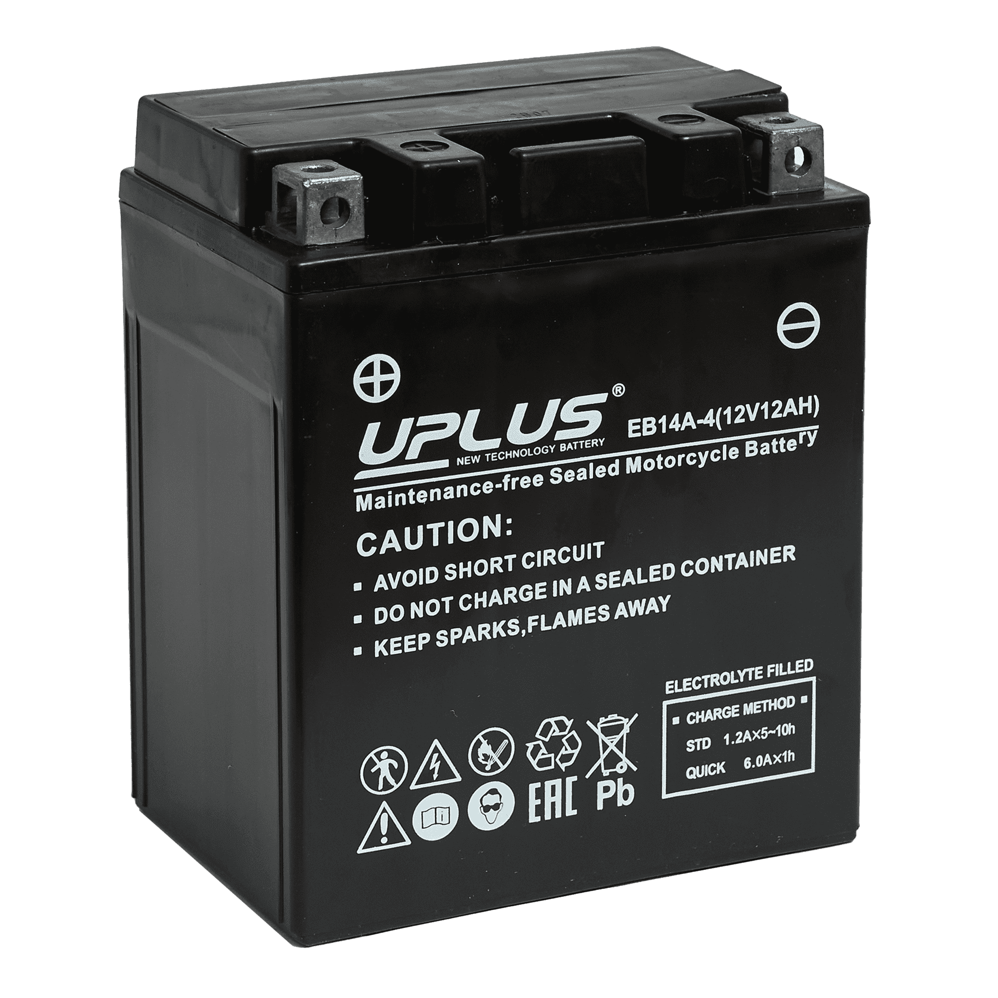 Мотоциклетная аккумуляторная батарея UPLUS High Performance  EB14A-4, 12 Ач, 1/0