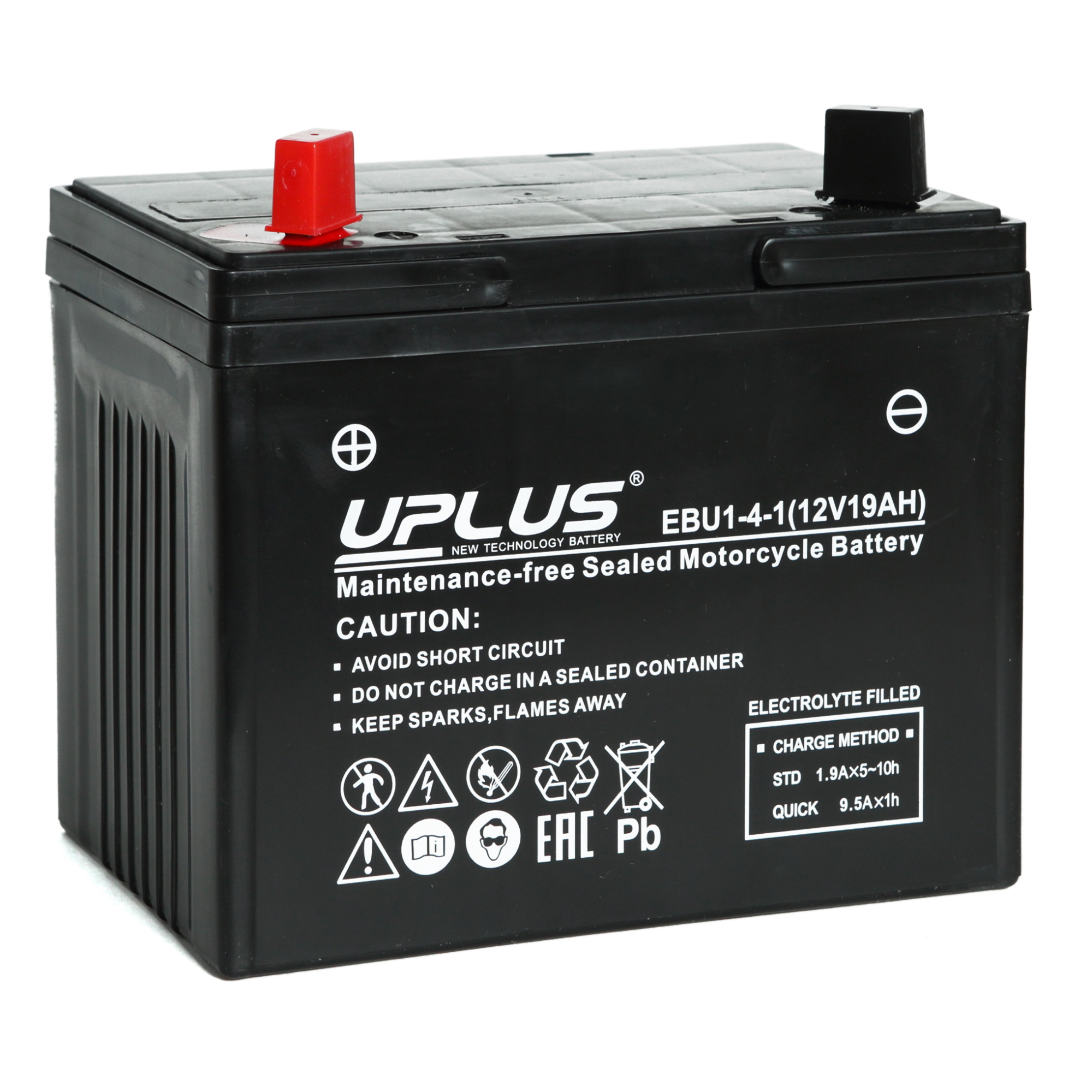 Мотоциклетная аккумуляторная батарея UPLUS High Performance  EBU1-4-1, 19 Ач, 1/0