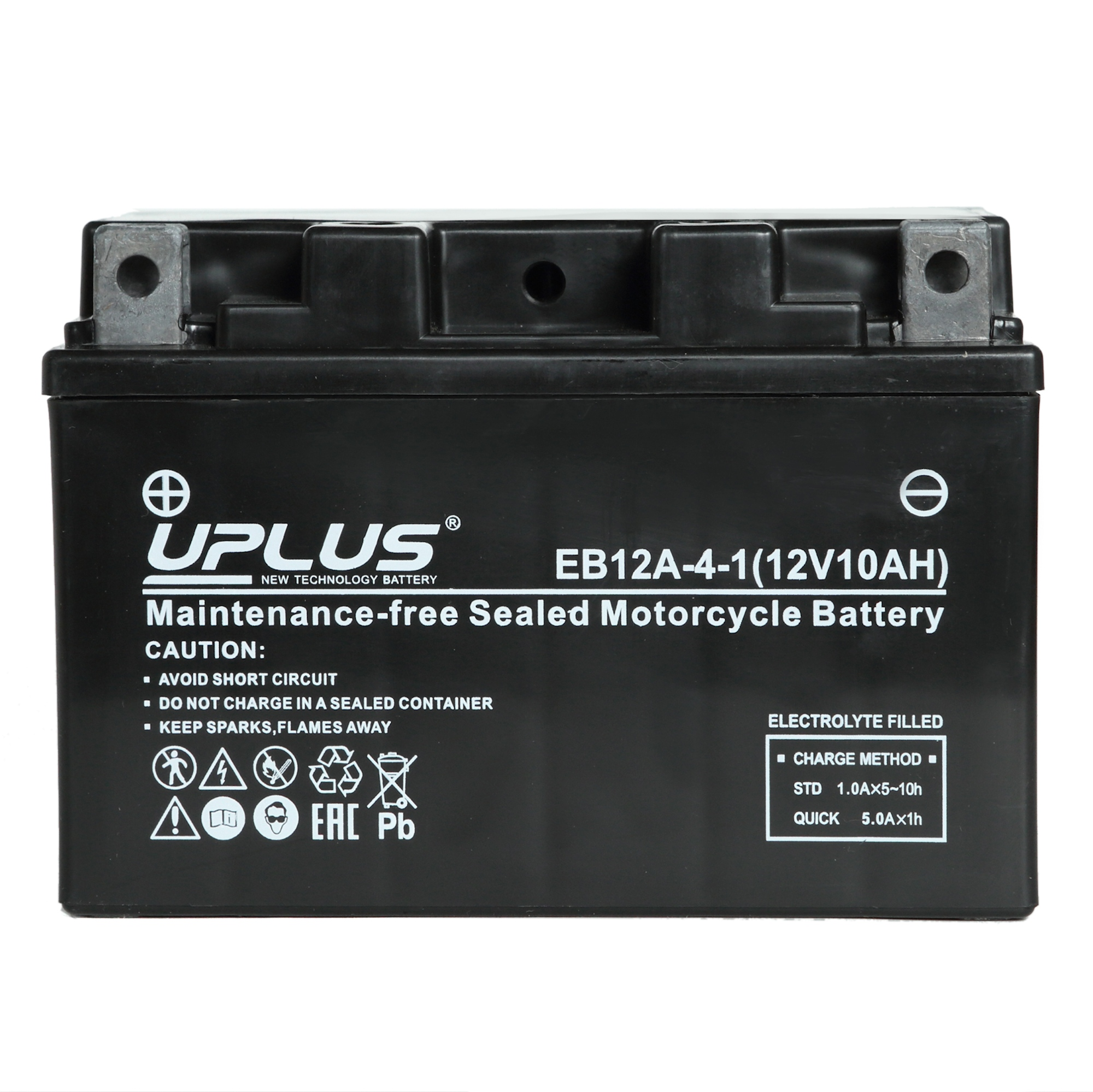 Мотоциклетная аккумуляторная батарея UPLUS High Performance  EB12A-4-1, 10 Ач, 1/0