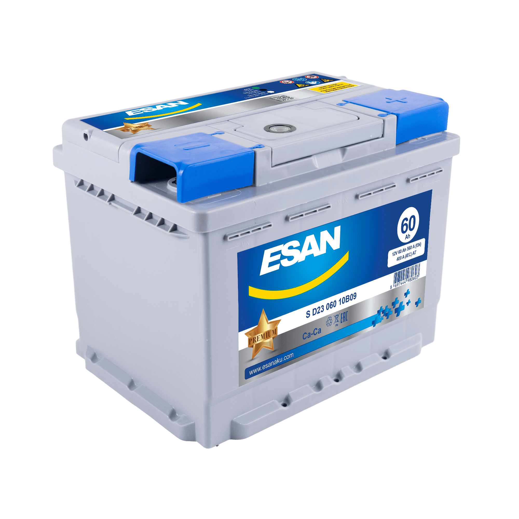 Автомобильная аккумуляторная батарея ESAN SMF S D23 060 10B09, 60 Ач, D23 JIS, 0/1