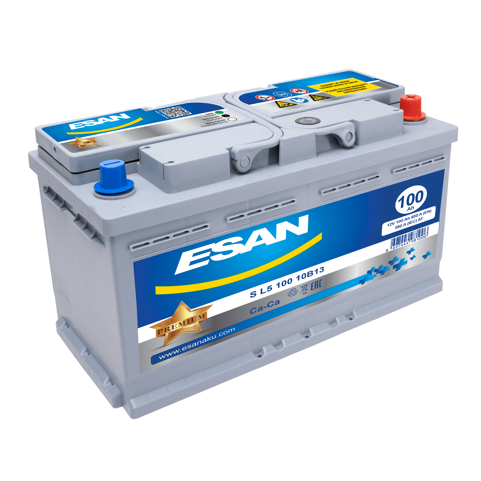 Автомобильная аккумуляторная батарея ESAN SMF S L5 100 10B13, 100 Ач, L5 DIN, 0/1