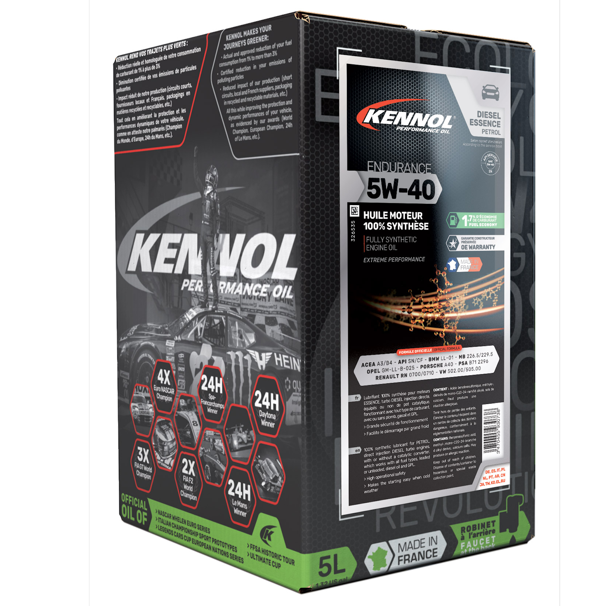 Моторное масло KENNOL ENDURANCE 5W40 ECOBOX 5L 593073B