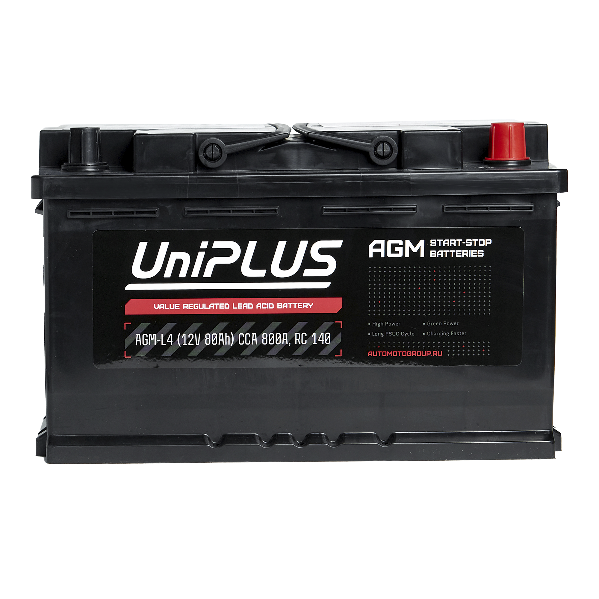 Автомобильная аккумуляторная батарея UniPLUS EN Start-Stop AGM-L4, 80 Ач, L4 DIN, 0/1
