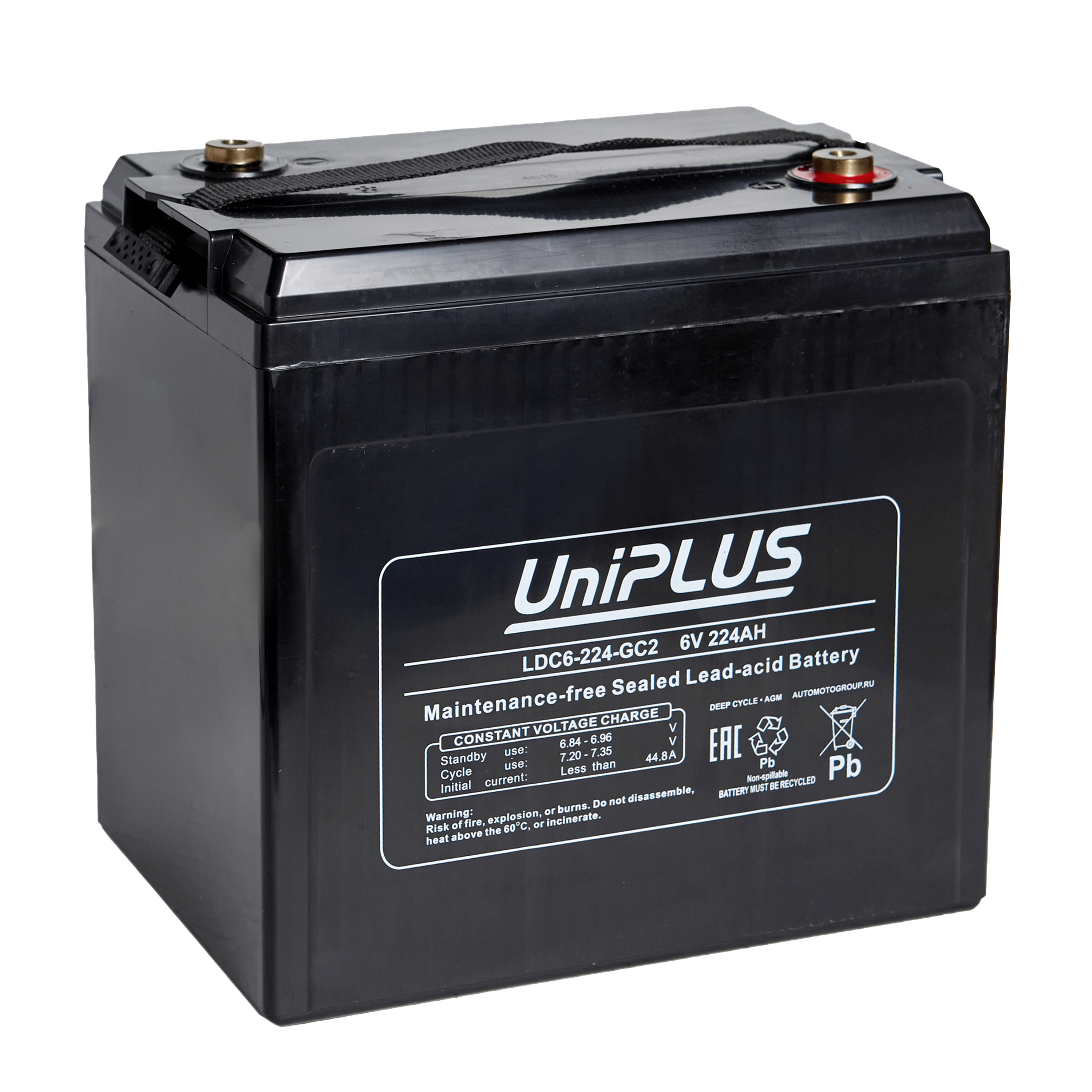Тяговая аккумуляторная батарея UniPLUS Deep Cycle AGM LDC6-224-GC2, 224 Ач