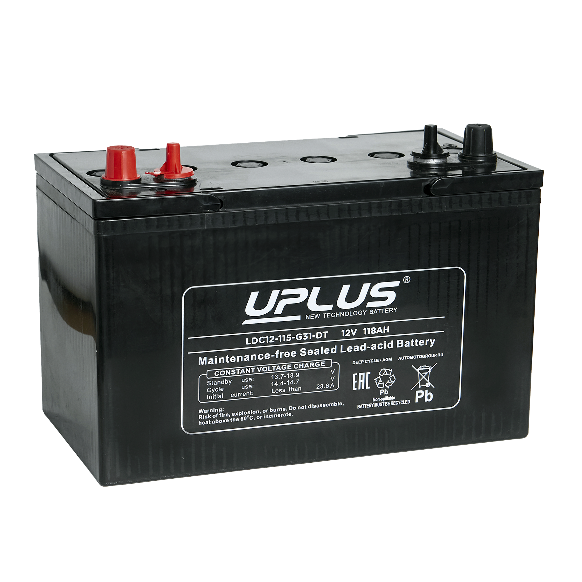 Тяговая аккумуляторная батарея UniPLUS Deep Cycle AGM LDC12-115-G31-DT, 118 Ач